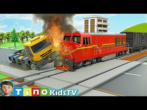Tow Truck and Mini Excavator Truck Animation | Railroad Crossing Construction Simulation