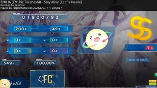 [osu!] EMILIA (CV: Rie Takahashi) - Stay Alive[Leaf&#39;s Insane] + Double Time SS!!!