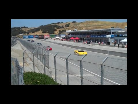 Loud Ferrari 599XXs and FXXs at Laguna Seca Raceway.