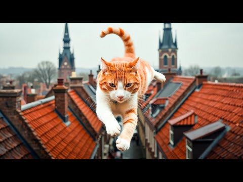 Cat Climbs On Rooftops ( And Meets People In The City )