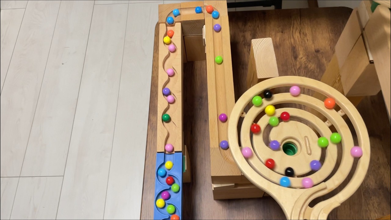 Marble Run Race ASMR ✨ 3D printed track + Snake-shaped wooden track + square track