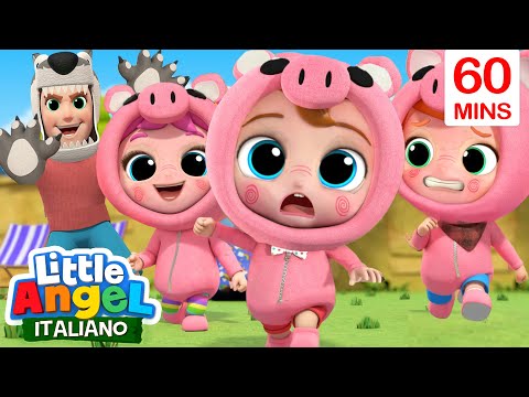 Siam Tre Piccoli Porcellini 🐷😳🐺 Cartoni Animati & Canzoni Bambini | Little Angel Italiano