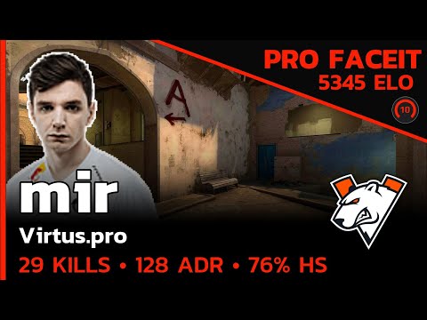 5300 ELO mir Virtus.pro DOMINATES MIRAGE with 29 KILLS!🔥 (MIRAGE) FACEIT LVL 10  / CSGO POV
