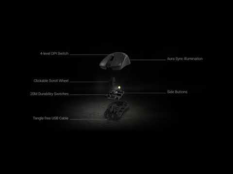 Optinė žaidimų pelė Asus TUF Gaming M3 90MP01J0-B0UA00 7000-dpi/20-million-click switches/7 programmable buttons/Teflon® feet built for up to 250km of use./Aura Sync RGB video
