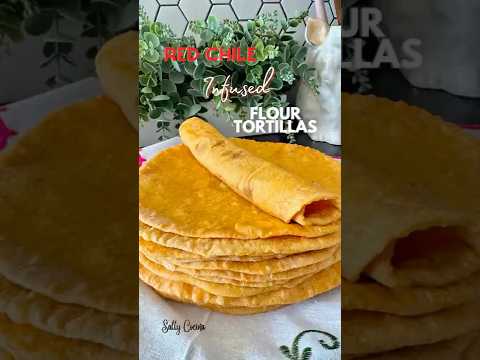 Super Soft Red chile infused Flour Tortillas #flourtortillas #howto #cooking #recipe