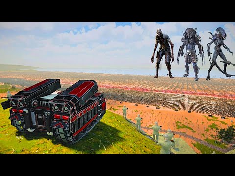 CLUSTER MISSILE SYSTEM vs 6,000,000 Aliens, Predators & Zombies - Ultimate Epic Battle Simulator 2