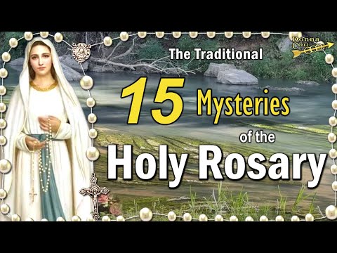 15 Mysteries Rosary, Traditional Rosary of Fifteen Decades Complete, Scenic Video of a Mossy Creek