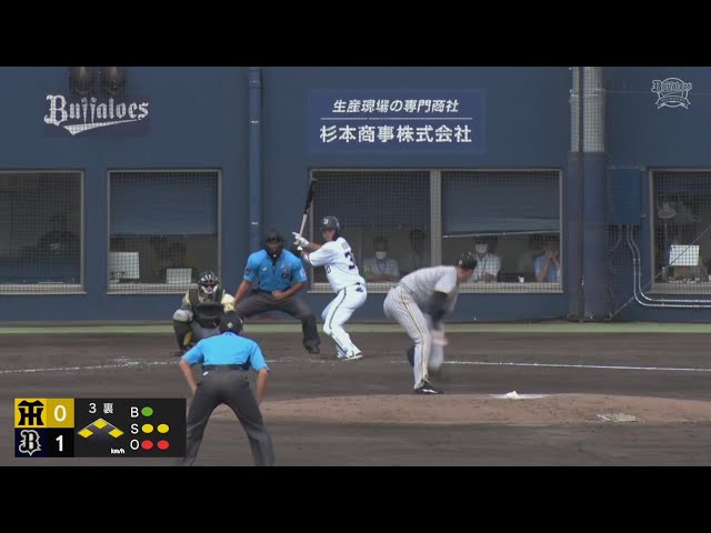【ファーム】2打席連続!! バファローズ・廣岡大志 センターへの2点タイムリーヒット!!  2024年7月17日 オリックス・バファローズ 対 阪神タイガース