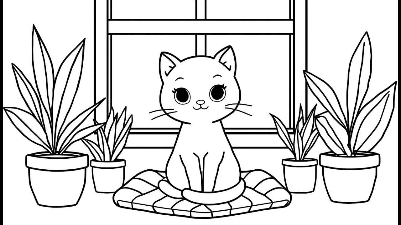 Cute Cat Coloring Page | Relaxing Color With Me Cozy Aesthetic (10 Minutes)