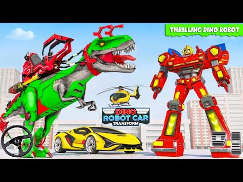 Dino Transform Robot Car Game Flying Dino Game l Save City From Robot Monster | Android iOS Gameplay