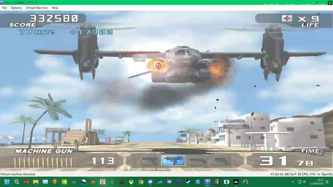 TIME CRISIS 3 PLAY! EMULATOR TEST -STAGE 1-1 - STILL CRASHES STAGE 2 -  2025 UK ARCADES