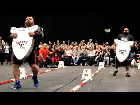 Eddie Hall vs Laurence Shahlaei 180kg Shield Carry at Britain's Strongest Man 2017