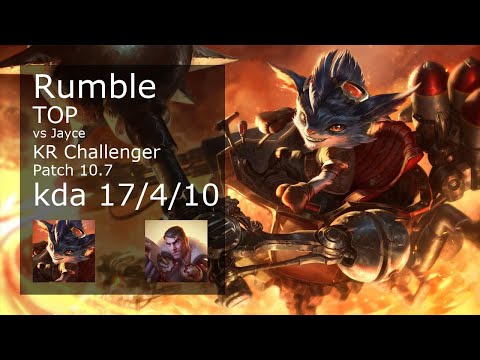 Rumble vs Jayce Top - KR Challenger 17/4/10 Patch 10.7 Gameplay // [롤] 럼블 vs 제이스 탑