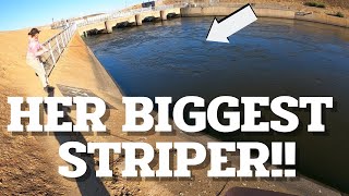 We Caught Our BIGGEST Stripers!! | Aqueduct Striper Fishing | Iu Mien Fishing