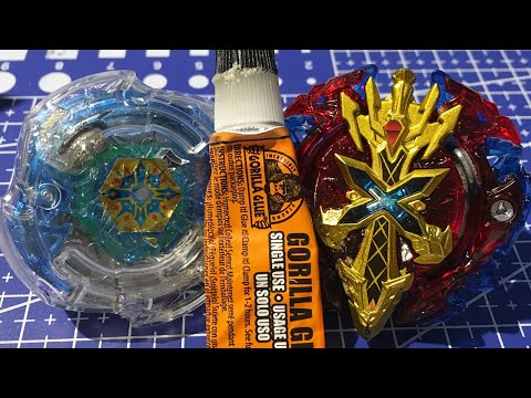 SUPER GLUE BATTLE! Modded Xeno Xcalibur & Deathscyther - Illegal Beyblade Burst Combos