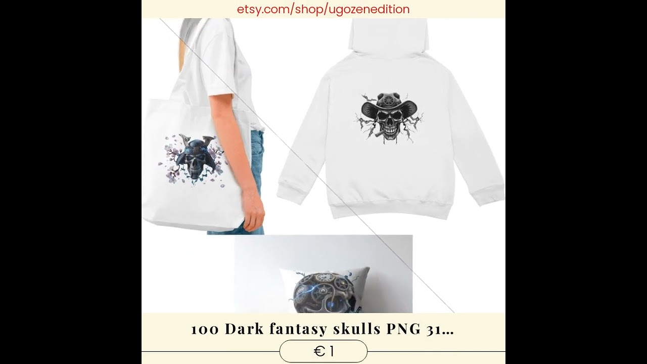 100 Dark fantasy skulls PNG 3125x3125 300 DPI transparent background plus free ebook guide to mas…