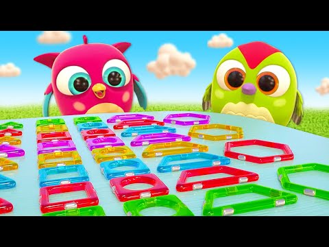 Hophop, a coruja, descobre as forças magnéticas! Desenho animado infantil. Desenhos animados