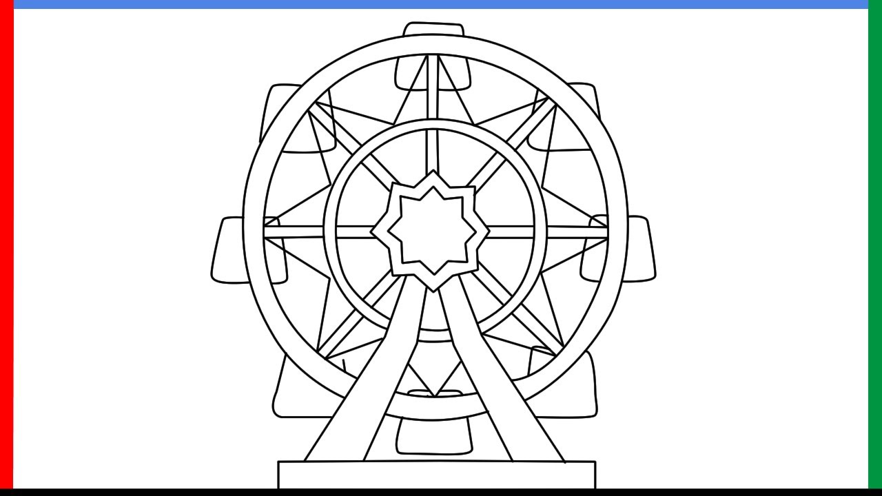 How to draw Ferris wheel [emoji] step by step for beginners