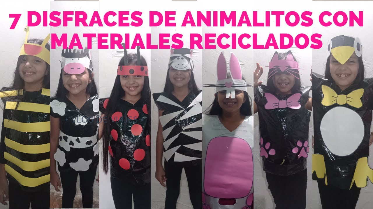 7 DISFRACES DE ANIMALES CON MATERIALES RECICLADOS/LINDOS ATUENDOS DE ANIMALITOS CON BOLSAS PLASTICAS