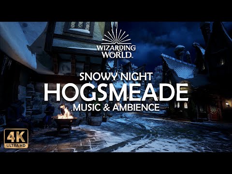 ❄️ Cozy Snowy Night in Hogsmeade: Warm up by the Fire 🔥 | Harry Potter 4K Ambience & Music