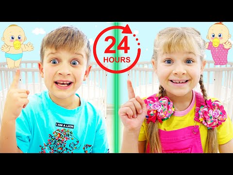 Roma and Diana 24 Hour Baby Challenge and Other Fun Challenges for Kids