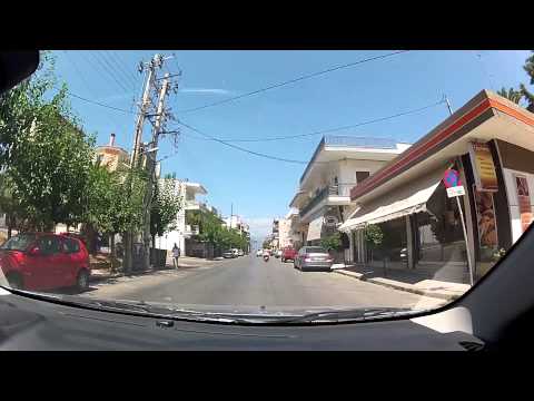 Driving through Kouloura, Aigio and Rododafni (city driving, Greece) - onboard camera