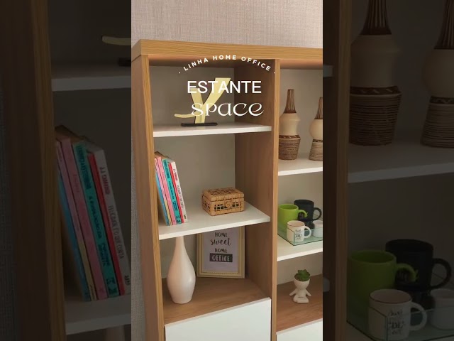 Estante para Livros Space 1 Porta 2 Gavetas Olmo/Branco - Artany Móveis