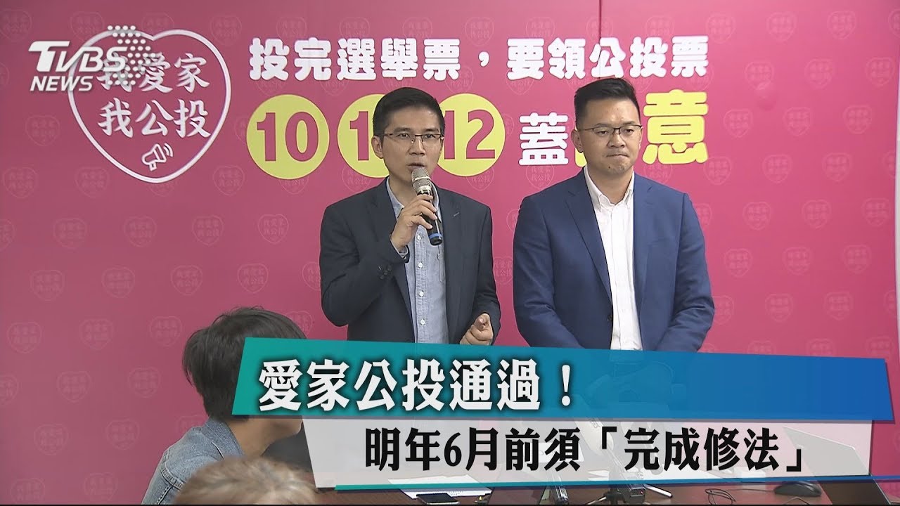 愛家公投通過！　明年6月前須「完成修法」