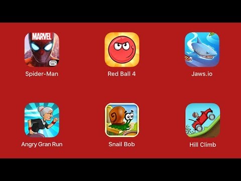 Spider-Man, Red Ball 4, Hill Climb, Jaws.io, Crazy Gran Run, Snail Bob [iOS Gameplay] Video