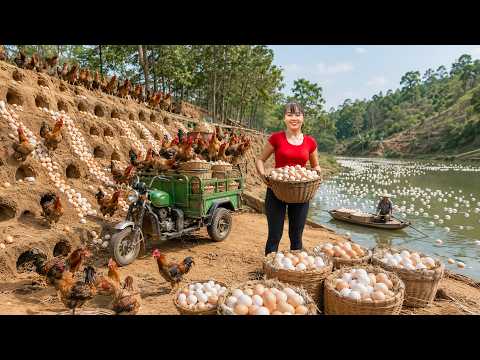 TIMELAPSE -- 365 Days Harvesting A Lot Of Chicken Eggs, Duckling, Duck Eggs and Chicken Go To Sell
