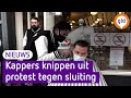 Kappers voeren actie tegen sluiting