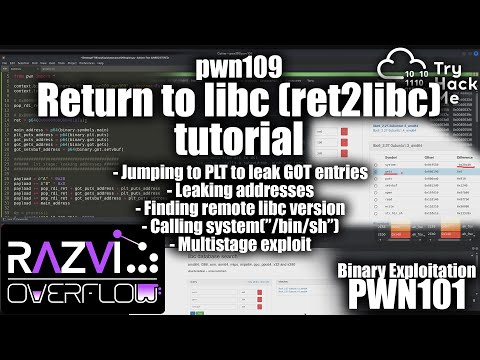 Exploiting Return to Libc (ret2libc) tutorial - pwn109 - PWN101 | TryHackMe