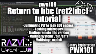 Exploiting Return to Libc (ret2libc) tutorial - pwn109 - PWN101 | TryHackMe