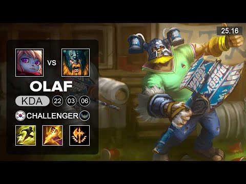 Olaf vs Poppy Jungle - KR Challenger - Patch 25.16 Season 15