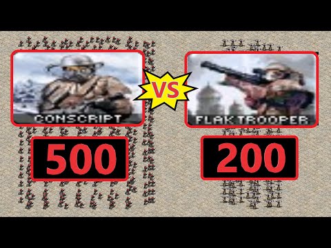 Mental Omega - Conscripts vs Flak Troopers - Same Cost - Red Alert 2
