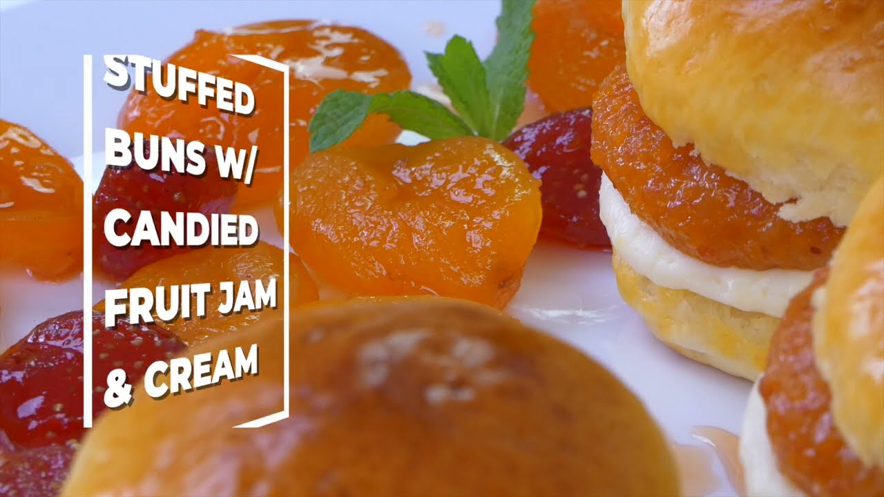 STUFFED BUNS WITH CANDIED FRUIT JAM AND CREAM (ENGLISH)
