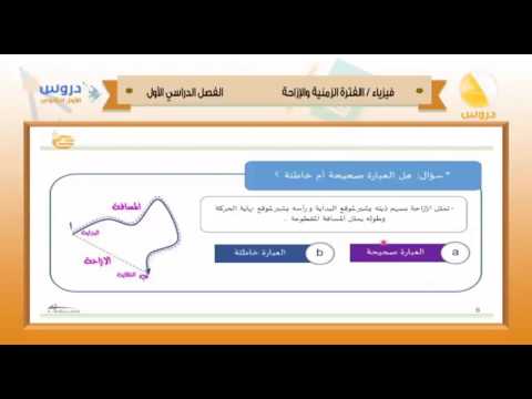 الأول الثانوي | الفصل الدراسي الأول 1438 | فيزياء | الفترة الزمنية والإزاحة