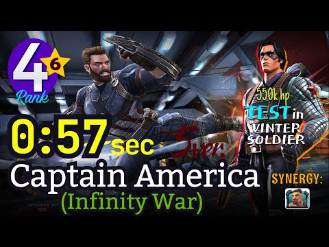 57 sec! 6* Rank4 Captain America (Infinity War) ver.5 Synergy: Hercules [No-boost] Test in ROL #mcoc