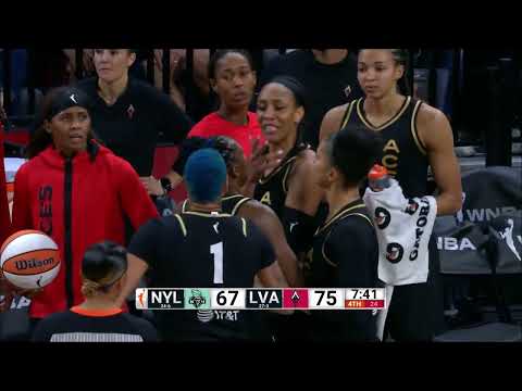 😳 A'ja Wilson HELD BACK By Teammates & Coach After Push To The Floor! | Las Vegas Aces vs NY Liberty