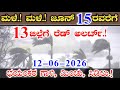 ಮಳೆ ಮಳೆ ಜೂನ್ 15ರವರೆಗೆ || 13 ಜಿಲ್ಲೆಗಳಿಗೆ ರೆಡ್ ಅಲರ್ಟ್.! ಗಾಳಿ, ಮಿಂಚು, ಸಿಡಿಲು Karnataka weather forecast