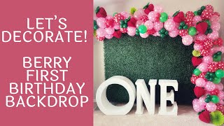 Strawberry Themed Balloon Backdrop | DIY Birthday Decorations