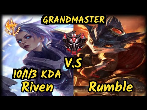 Cabochard (RIVEN) vs RUMBLE - 10/1/3 KDA TOP GAMEPLAY - EUW Ranked GRANDMASTER