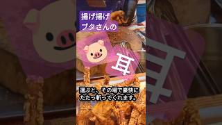 チェンマイ発　露店のブタさんの耳揚げにアゲアゲ😅　#チェンマイ #ブタさん　#豚肉　#shorts　#露店