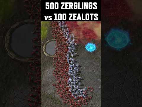 Who wins? 500 Zerglings vs 100 Zealots #sc2 #starcraft #starcraft2 #blizzard #gaming
