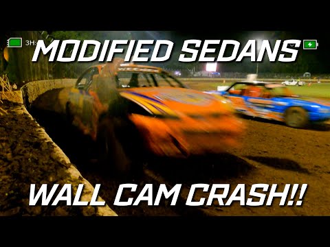 Modified Sedans: Massive Wall Cam Crash! - Kingaroy Speedway