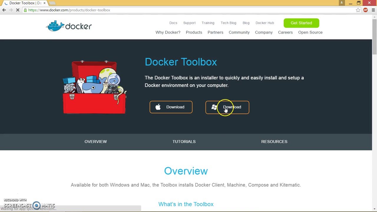 Download Docker Toolbox for Windows
