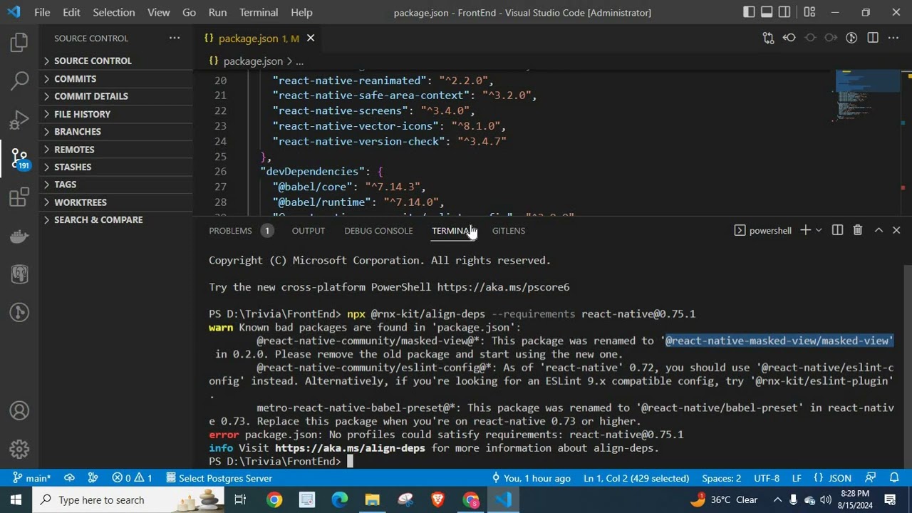 npm package renamed react-native-community/masked-view eslint-config metro-react-native-babel-preset
