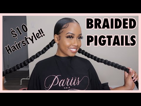 BRAIDED PONYTAIL || PIGTAILS USING BRAIDING HAIR
