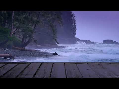 Som de Chuva e Ondas do Mar com Música Relaxante de Fundo