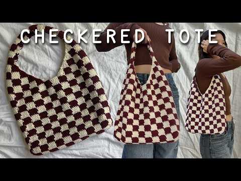 Crochet Checkered Tote Bag Tutorial | In-Depth